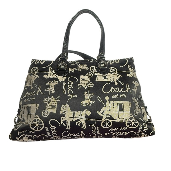 Coach Stage Coach Canvas & Logo Black and Gray Satchel Vintage - Picture 4 of 8